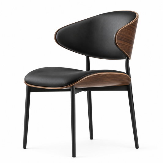 Luxury Black & Walnut Modern Dining Chair
